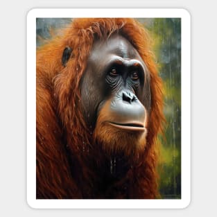 Oil Paint Hyperrealism: Amazing Zoo Orangutan Sticker